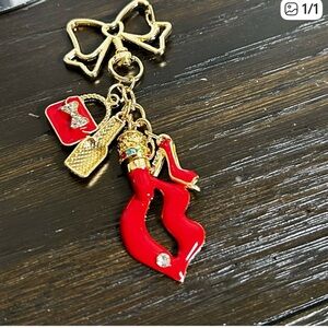 Elegant Red and Gold Bag/Purse Charm or Keychain